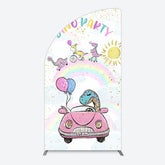 Aperturee - Aperturee Lovely Cartoon Sunny Rainbow Birthday Half Moon Arch Backdrop